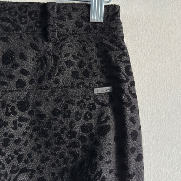 All Saints | Animal Print Laila Leo Wool Blend Trousers in Black + Gray | Size 2 - Picture 8 of 9